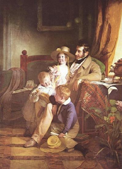 Friedrich von Amerling Portrat des Rudolf von Arthaber und seiner Kinder Norge oil painting art